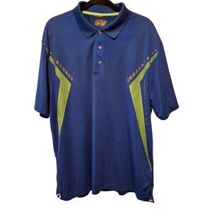 Grand Slam X Mens Blue Polo Shirt XXL/XXG With Lime Green Geometric Design